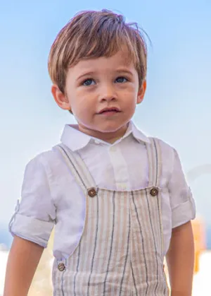Mayoral Boys Linen Blend Dress Shirt in White: Size 6M to 24M