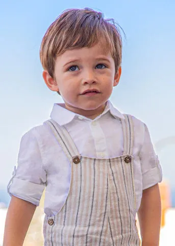 Mayoral Boys Linen Blend Dress Shirt in White: Size 6M to 24M