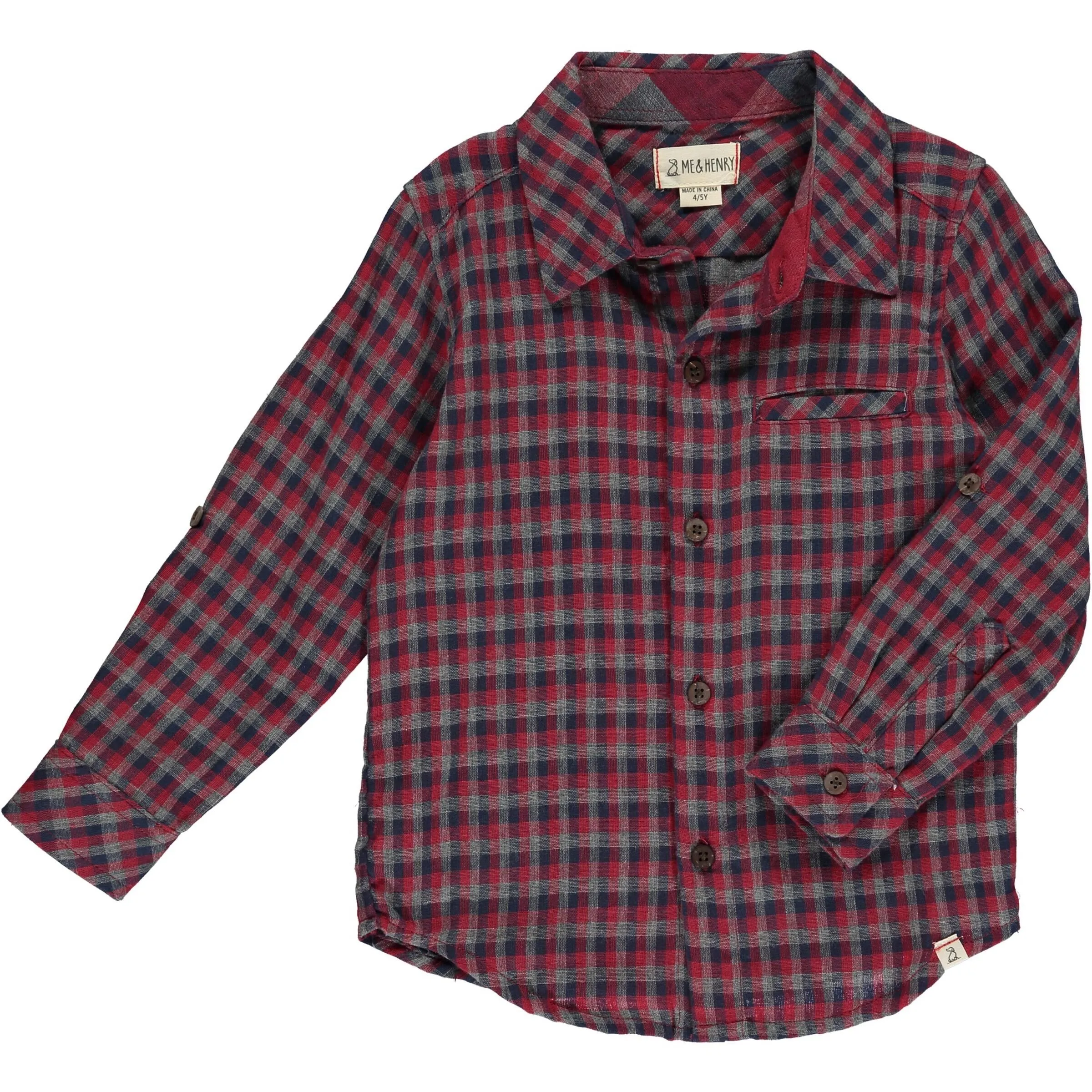 Me & Henry Red Multi Plaid Atwood Woven Shirt