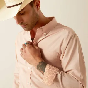 Men's Ariat Wrinkle Free Solid Fitted Shirt - Light Peach