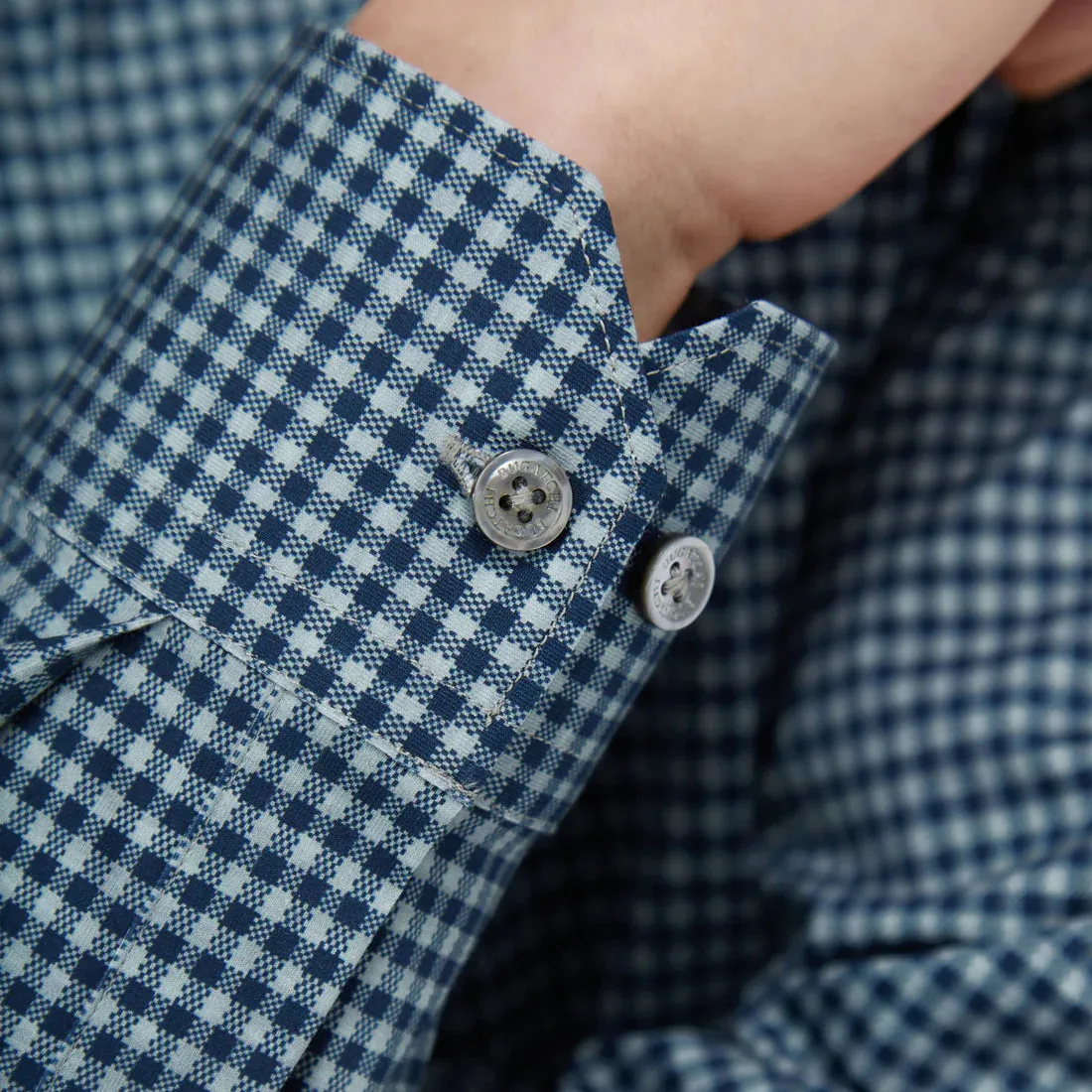 Men's Bugatchi | James Checkered OoohCotton® Shirt | Sage