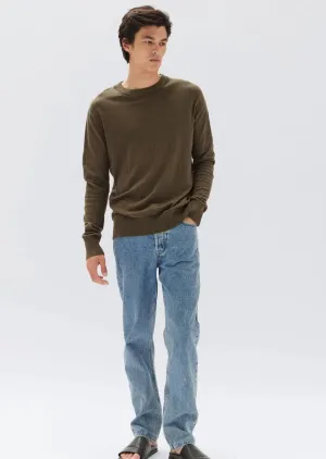 Mens Cotton Cashmere LS Sweater Pea Marle