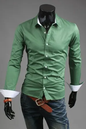 Men's Fashion Dress Shirt In 5 Colors Up To Size 2XL