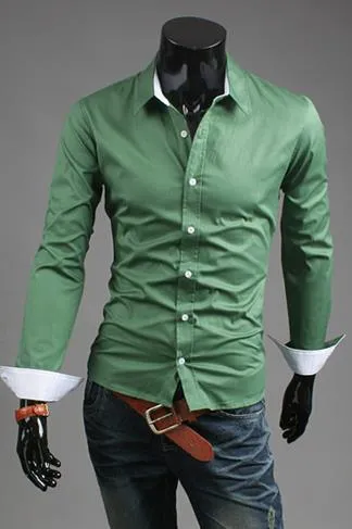 Men's Fashion Dress Shirt In 5 Colors Up To Size 2XL