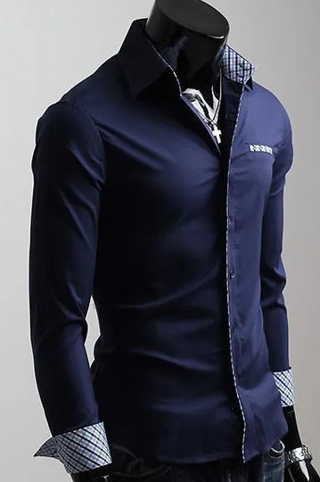 Men's Fashion Pocket Dress Shirt Up To 2XL In 6 Colors