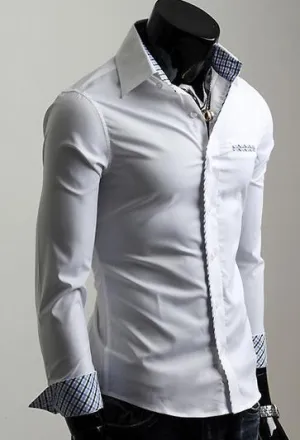Men's Fashion Pocket Dress Shirt Up To 2XL In 6 Colors