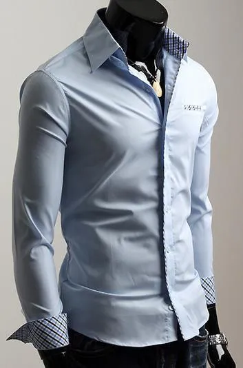 Men's Fashion Pocket Dress Shirt Up To 2XL In 6 Colors