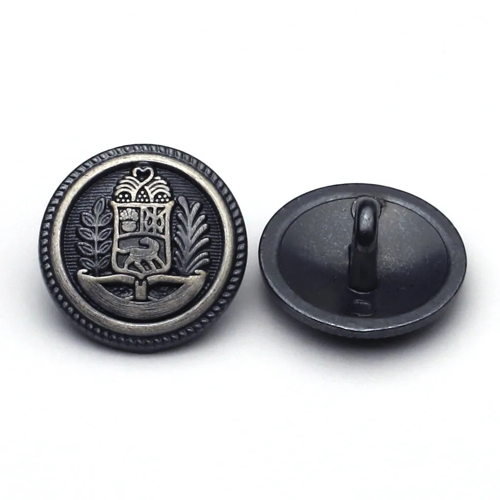 Metal Button Gunmetal & Silver