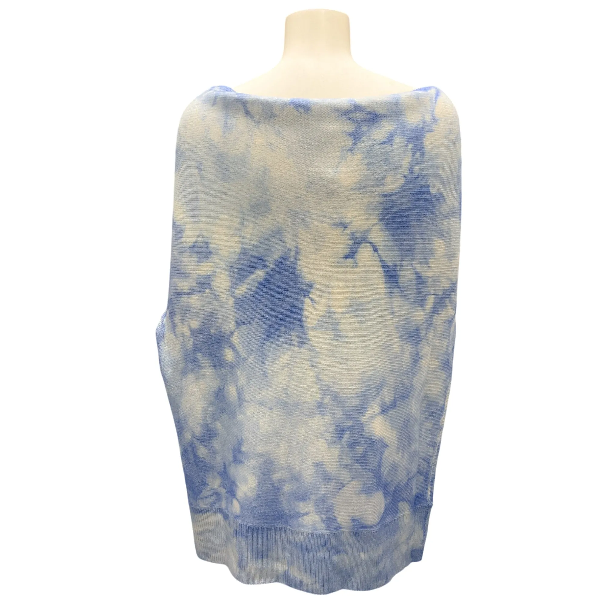Michael Kors Collection Cornflower Tie-Dye Cashmere Knit Over the Shoulders Sweater