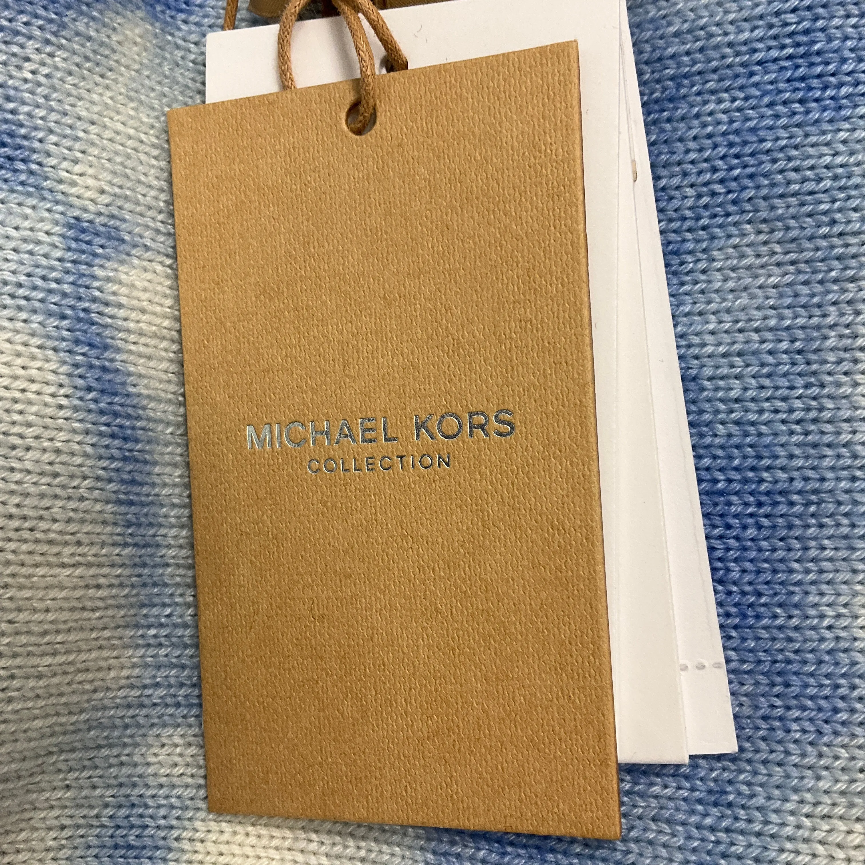 Michael Kors Collection Cornflower Tie-Dye Cashmere Knit Over the Shoulders Sweater