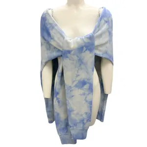 Michael Kors Collection Cornflower Tie-Dye Cashmere Knit Over the Shoulders Sweater