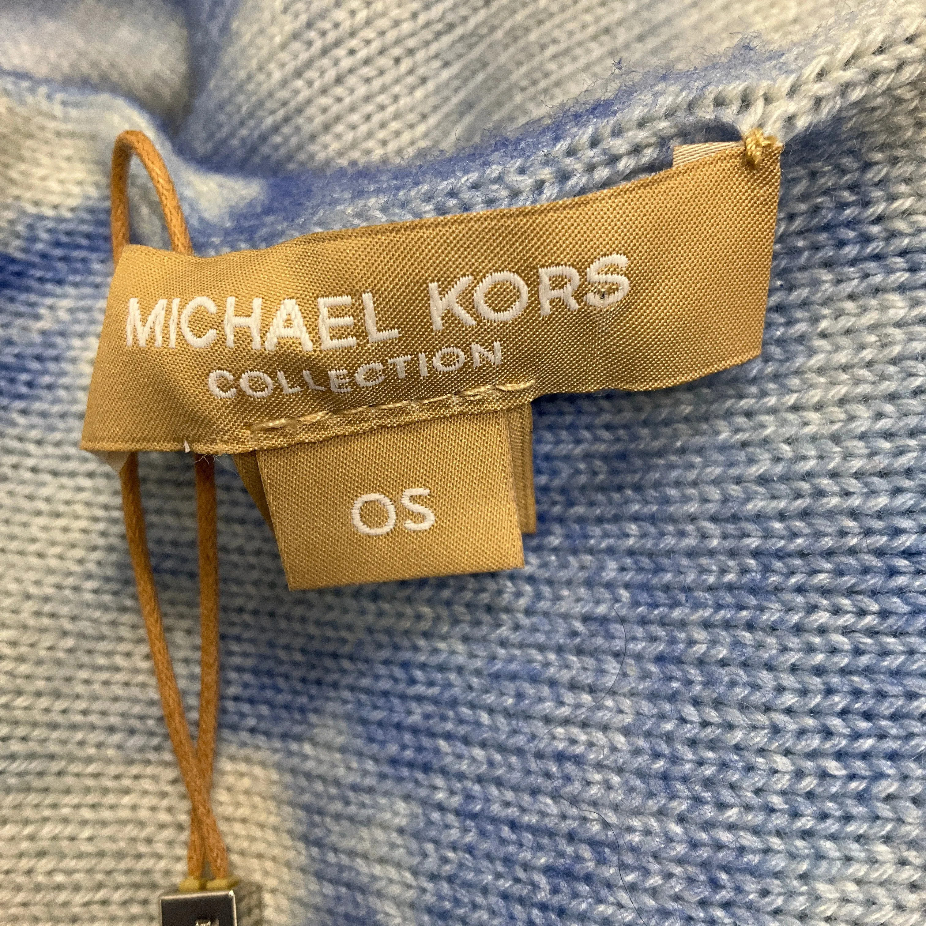 Michael Kors Collection Cornflower Tie-Dye Cashmere Knit Over the Shoulders Sweater
