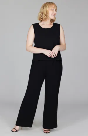 Micro Crepe Essential Straight Leg Pant w/Full Elastic Waist