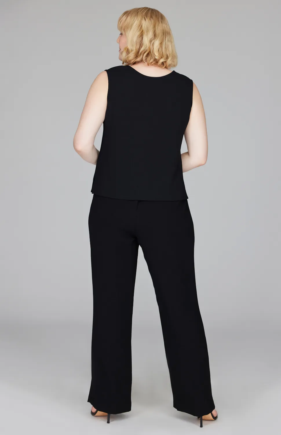 Micro Crepe Essential Straight Leg Pant w/Full Elastic Waist