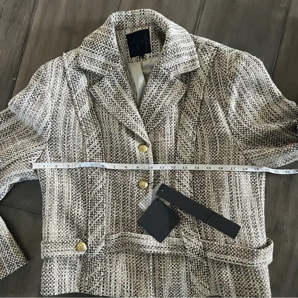 Mina Self Tweed Plaid Blazer - Size XL