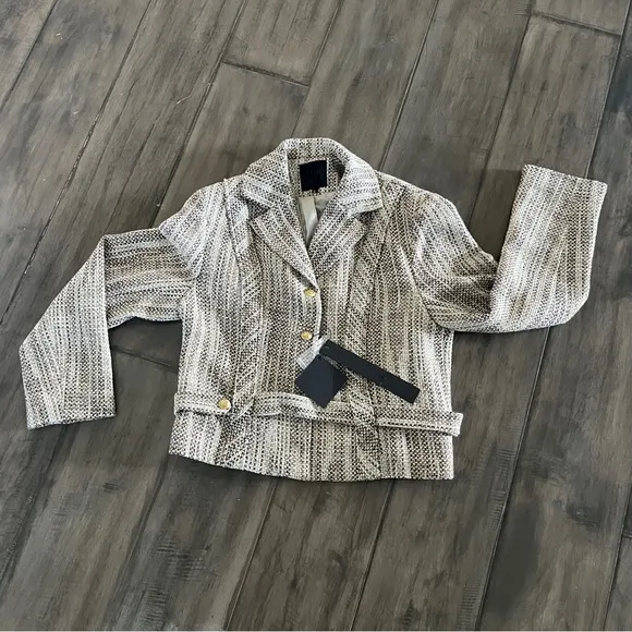 Mina Self Tweed Plaid Blazer - Size XL