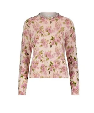 Minnie Rose Cotton Cashmere Jeweled Floral - Floral