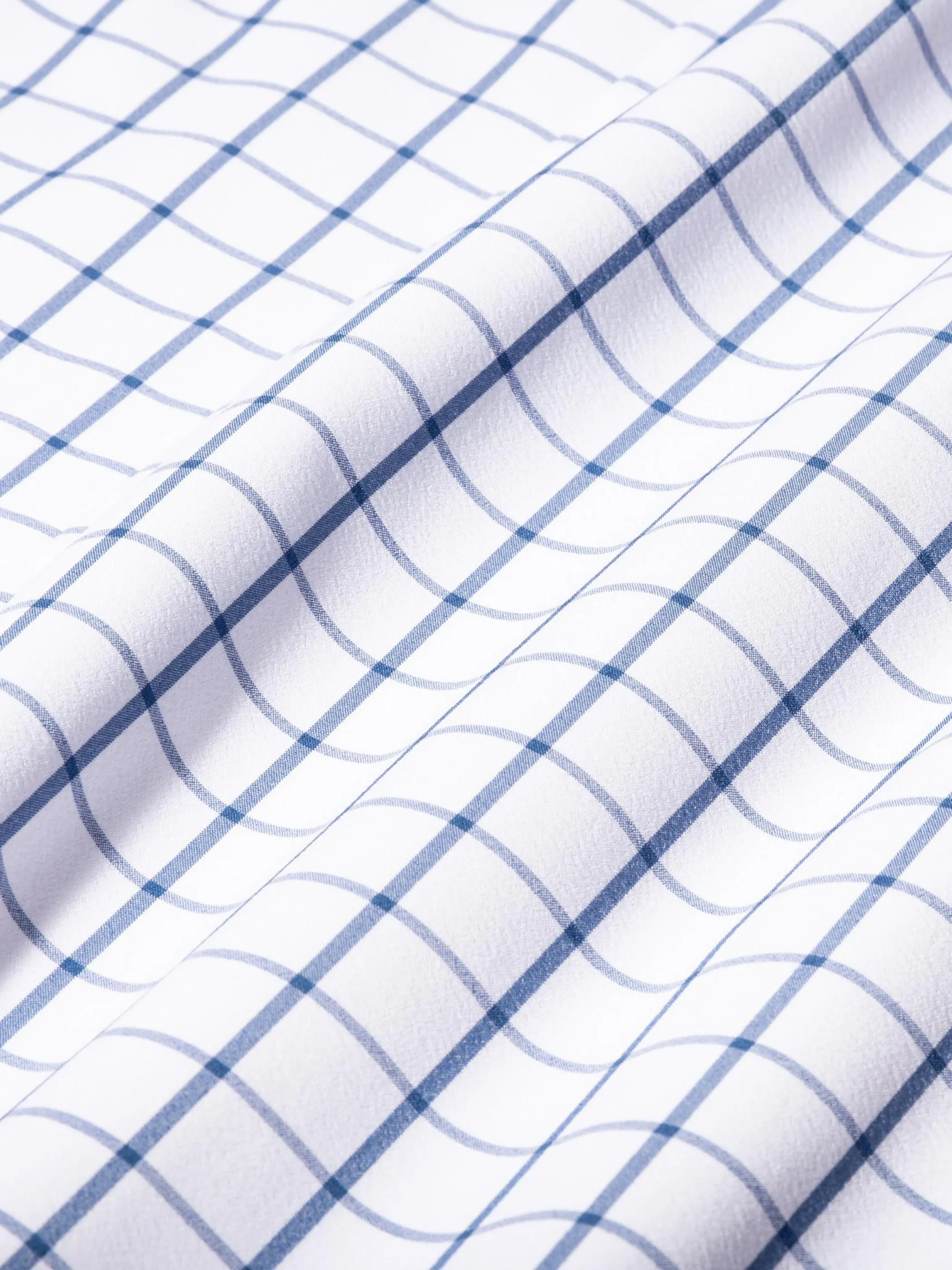 Mizzen   Main No Tuck Leeward LS Dress Shirt - White Navy Windowpane