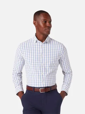 Mizzen   Main No Tuck Leeward LS Dress Shirt - White Navy Windowpane