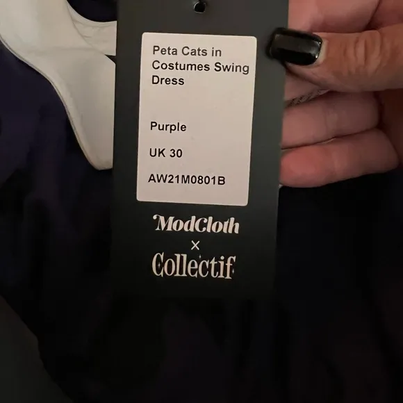 ModCloth Halloween Purple Cats Bats Pumpkins, Vampires A-Line Dress