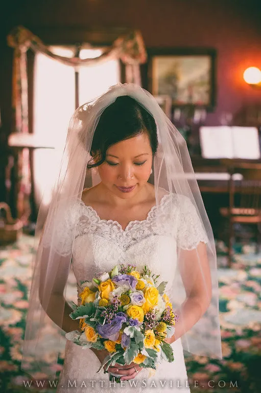Modest Lace Wedding Dress with Short Sleeves STACEY