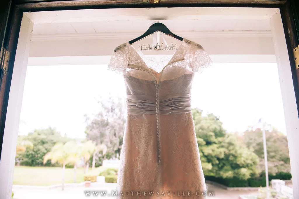 Modest Lace Wedding Dress with Short Sleeves STACEY