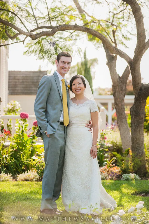 Modest Lace Wedding Dress with Short Sleeves STACEY