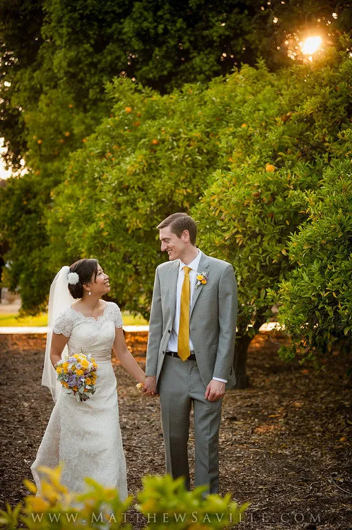 Modest Lace Wedding Dress with Short Sleeves STACEY
