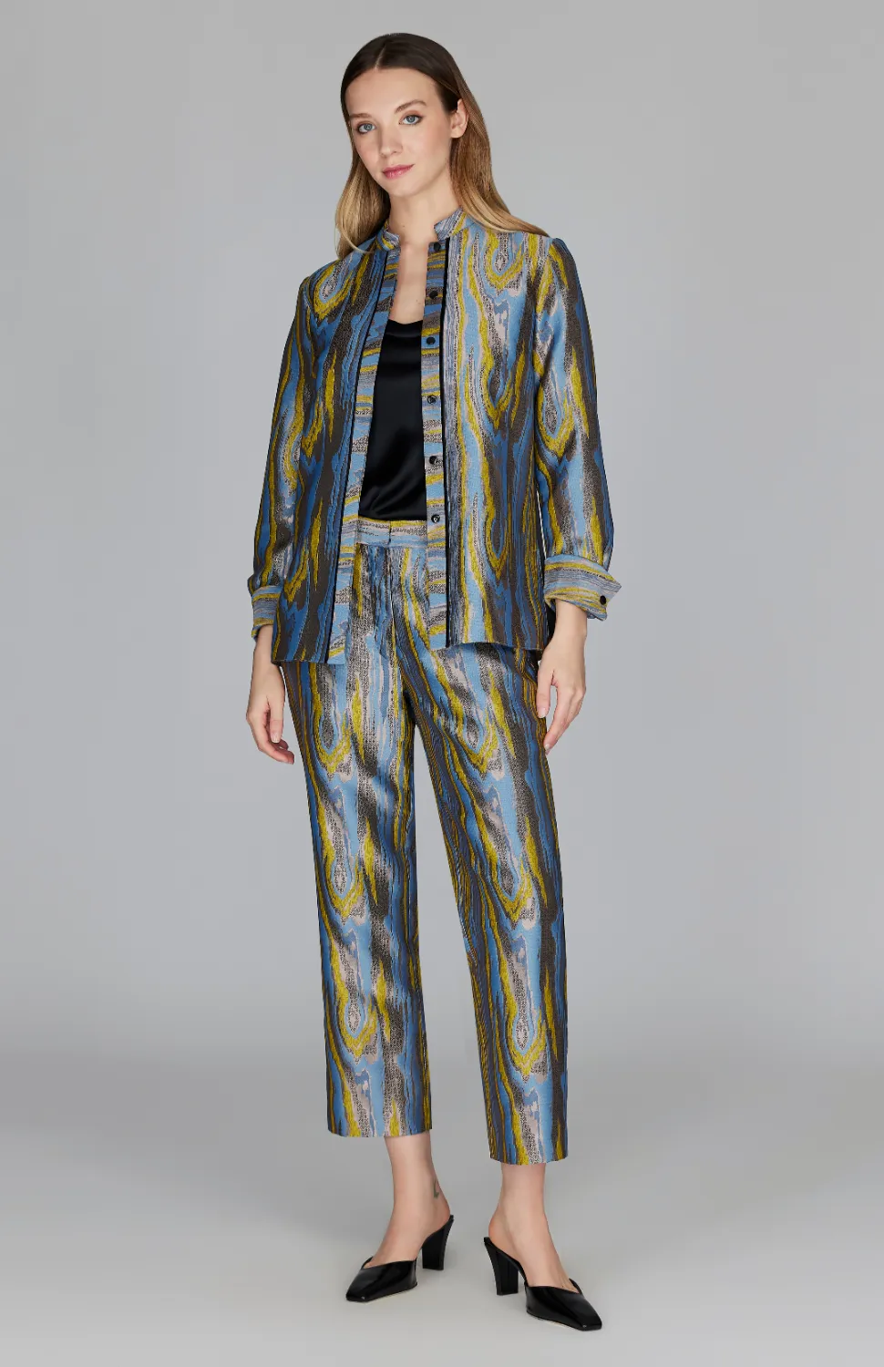 Moire Jacquard Straight Leg Pant