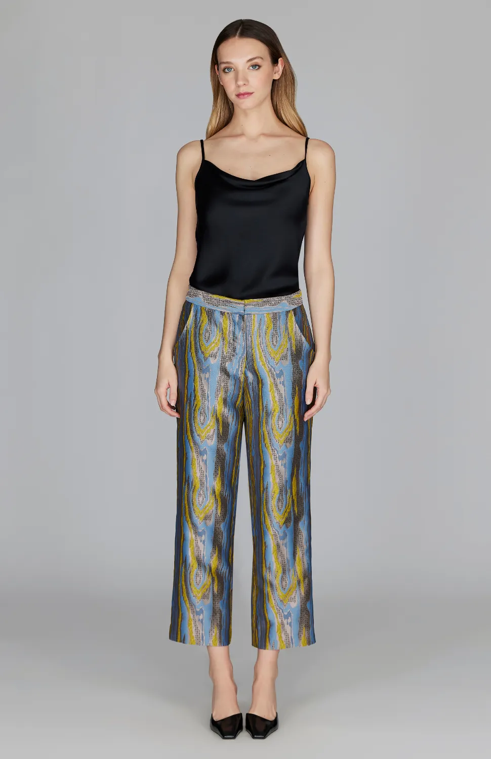 Moire Jacquard Straight Leg Pant