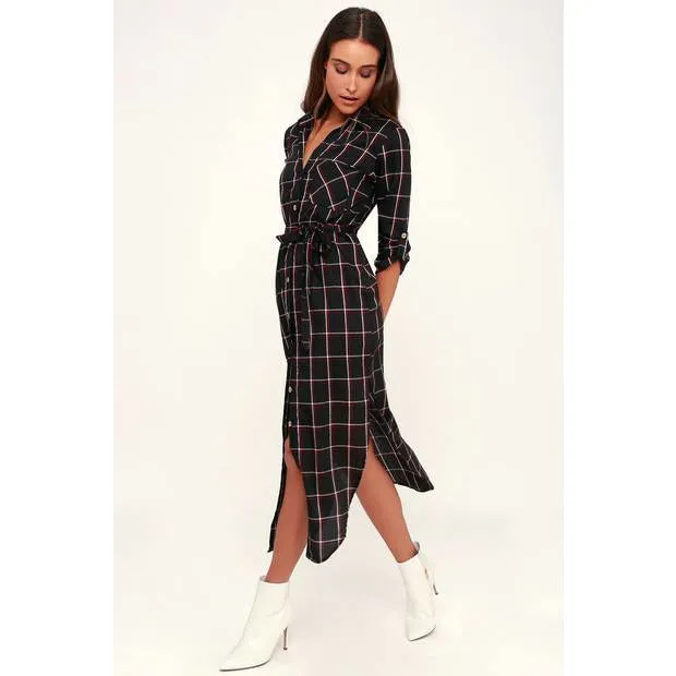 MonMartre Plaid Shirt Dress