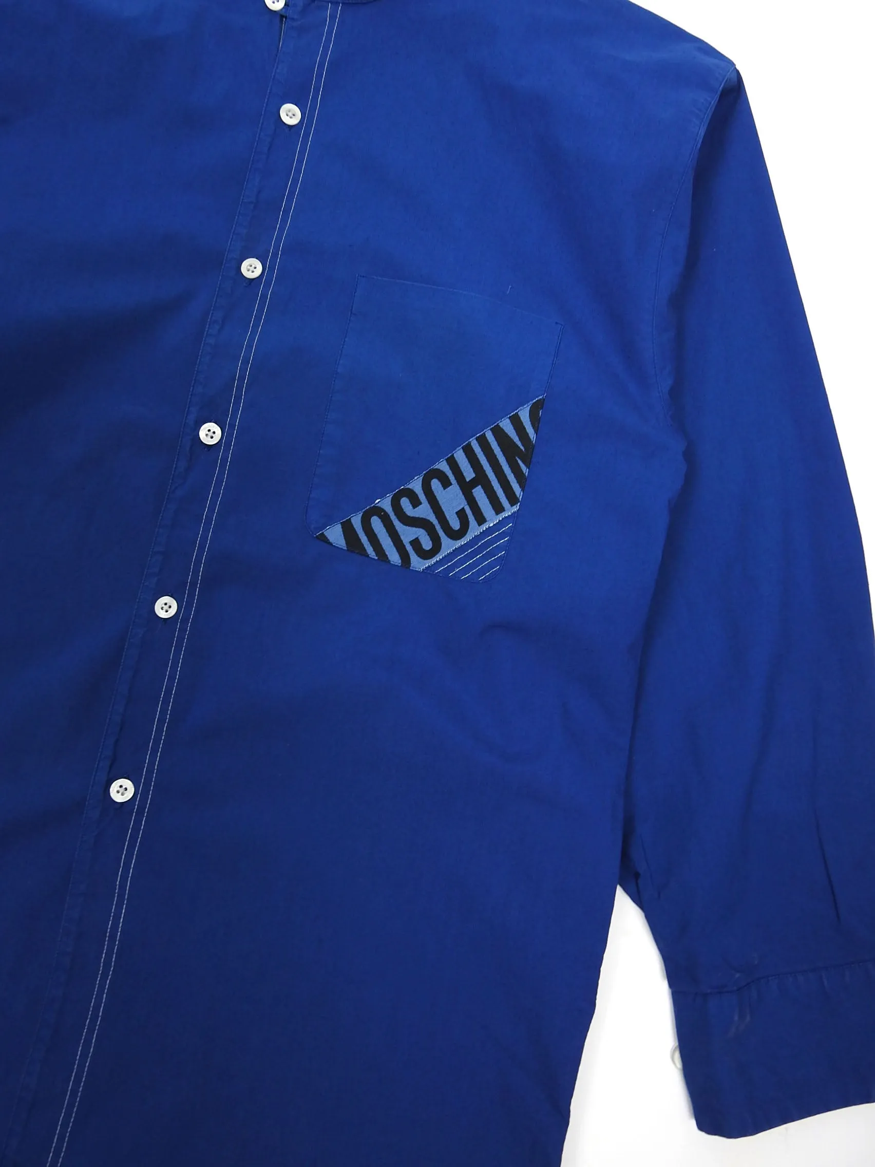 Moschino Blue Collarless Shirt Size 50