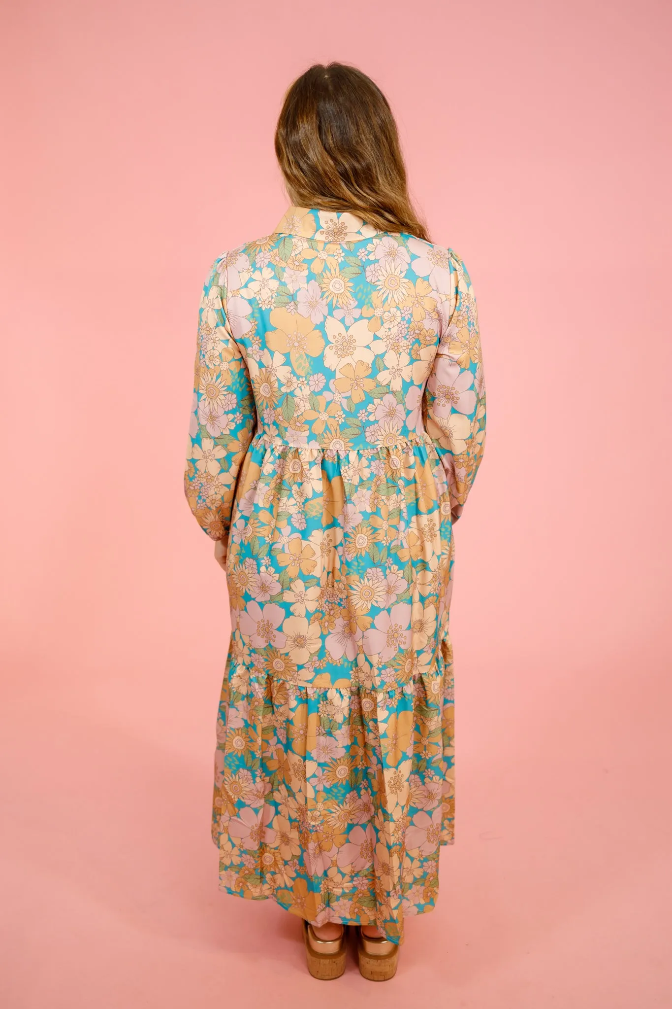 Multi Color Floral Midi Dress