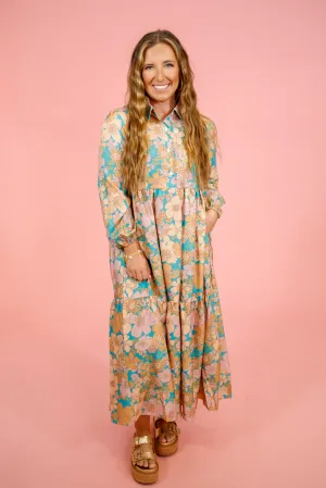Multi Color Floral Midi Dress