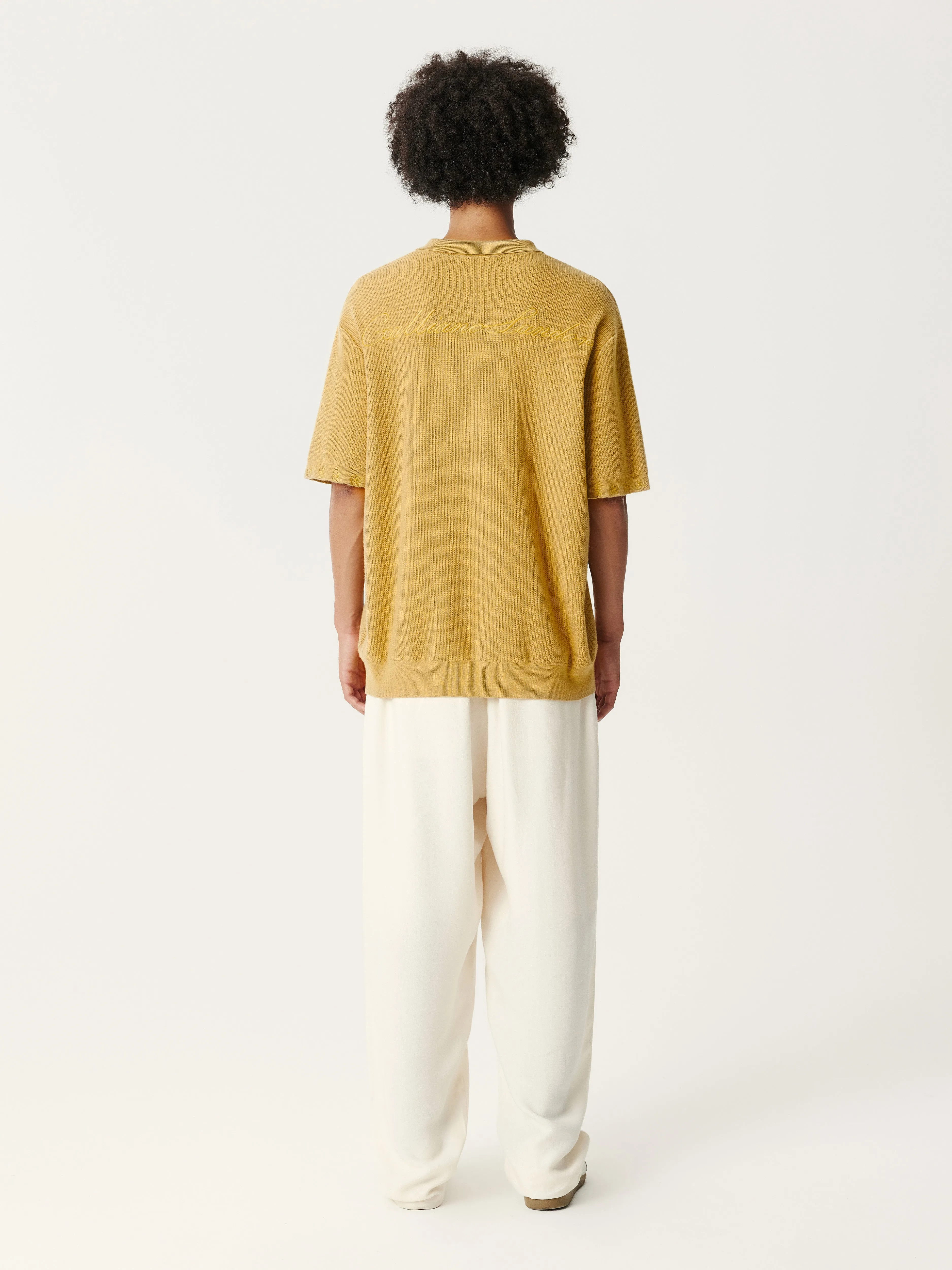 Mustard Yellow Knitting Polo Shirt