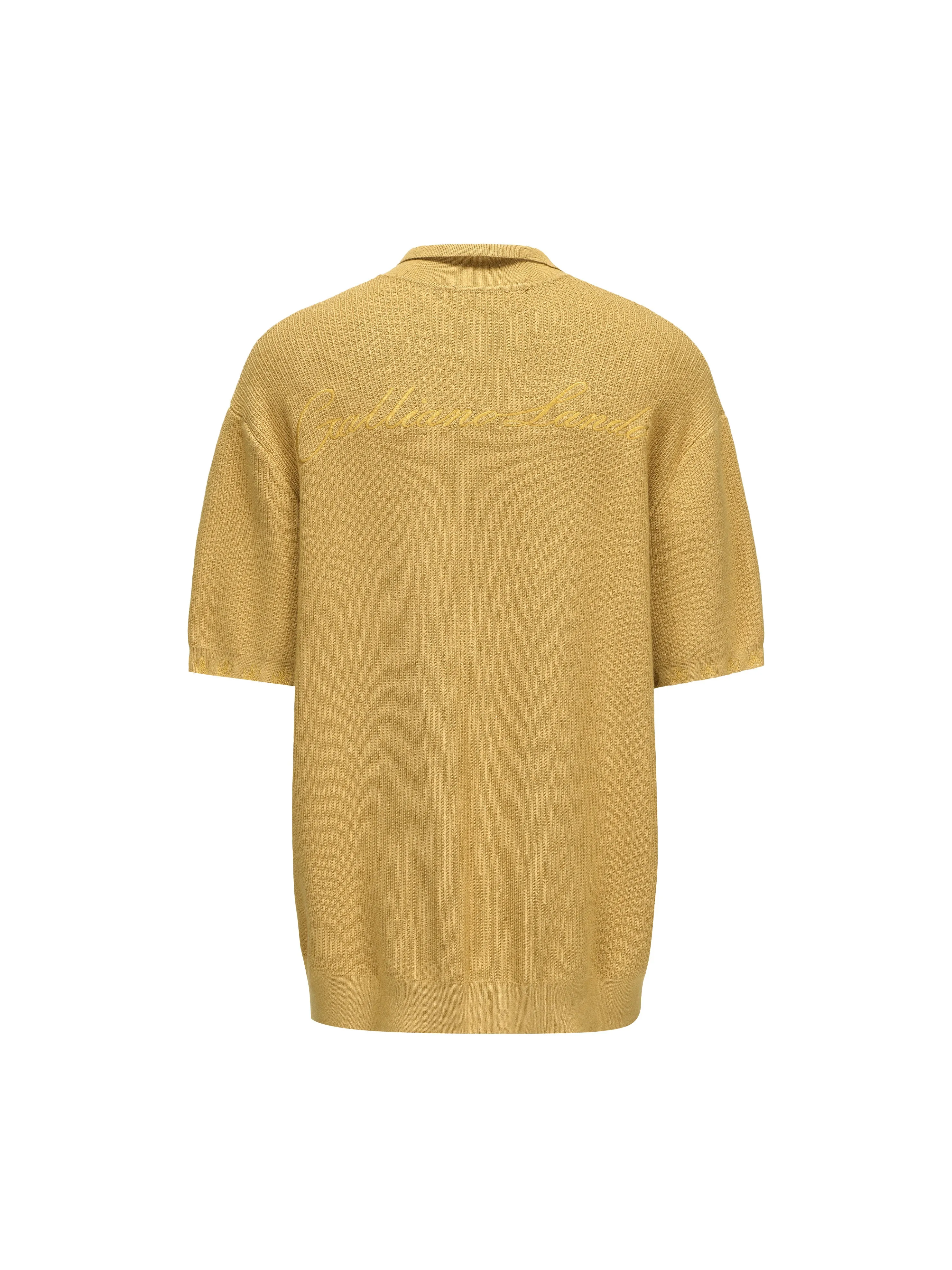 Mustard Yellow Knitting Polo Shirt