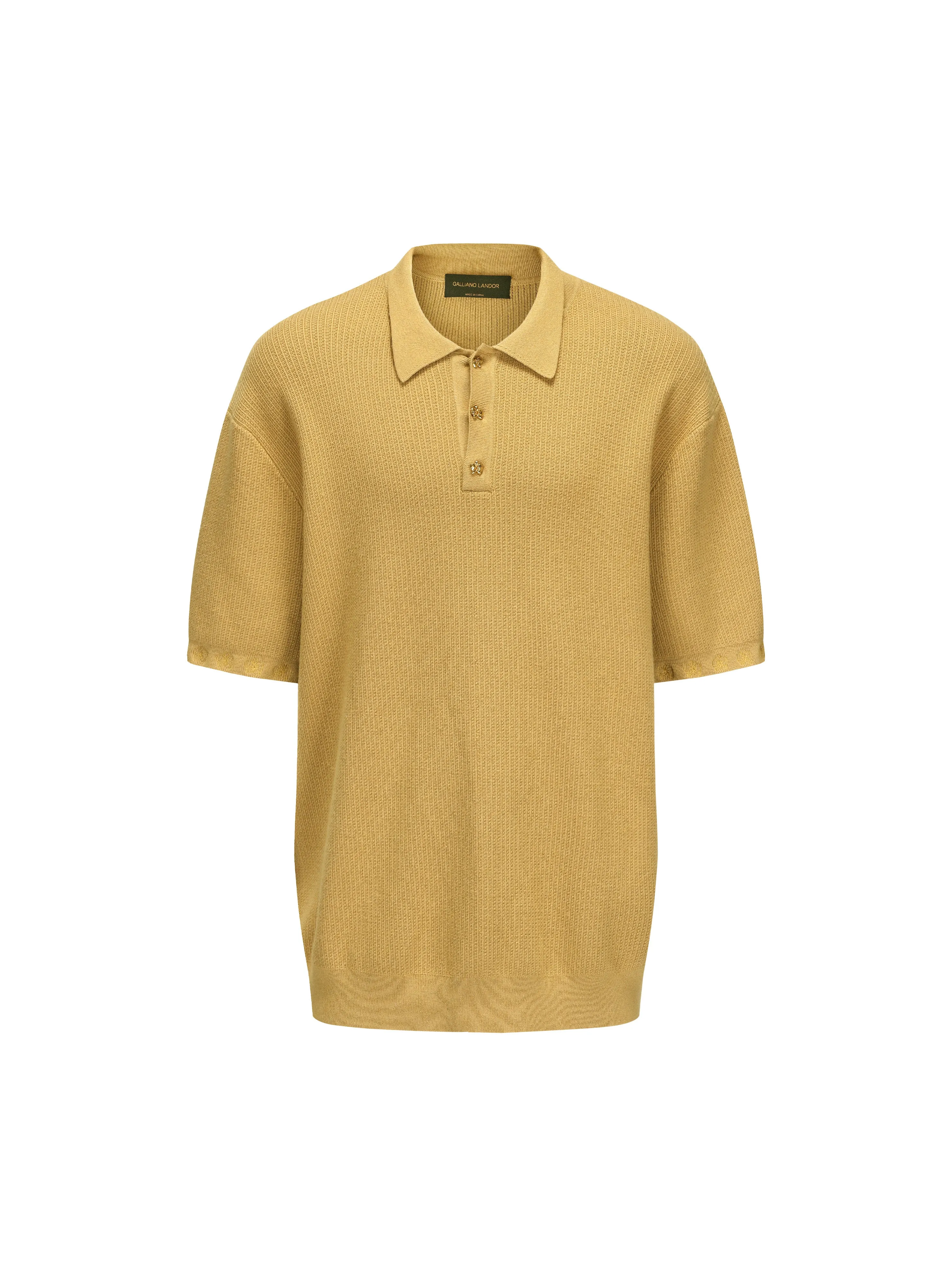 Mustard Yellow Knitting Polo Shirt