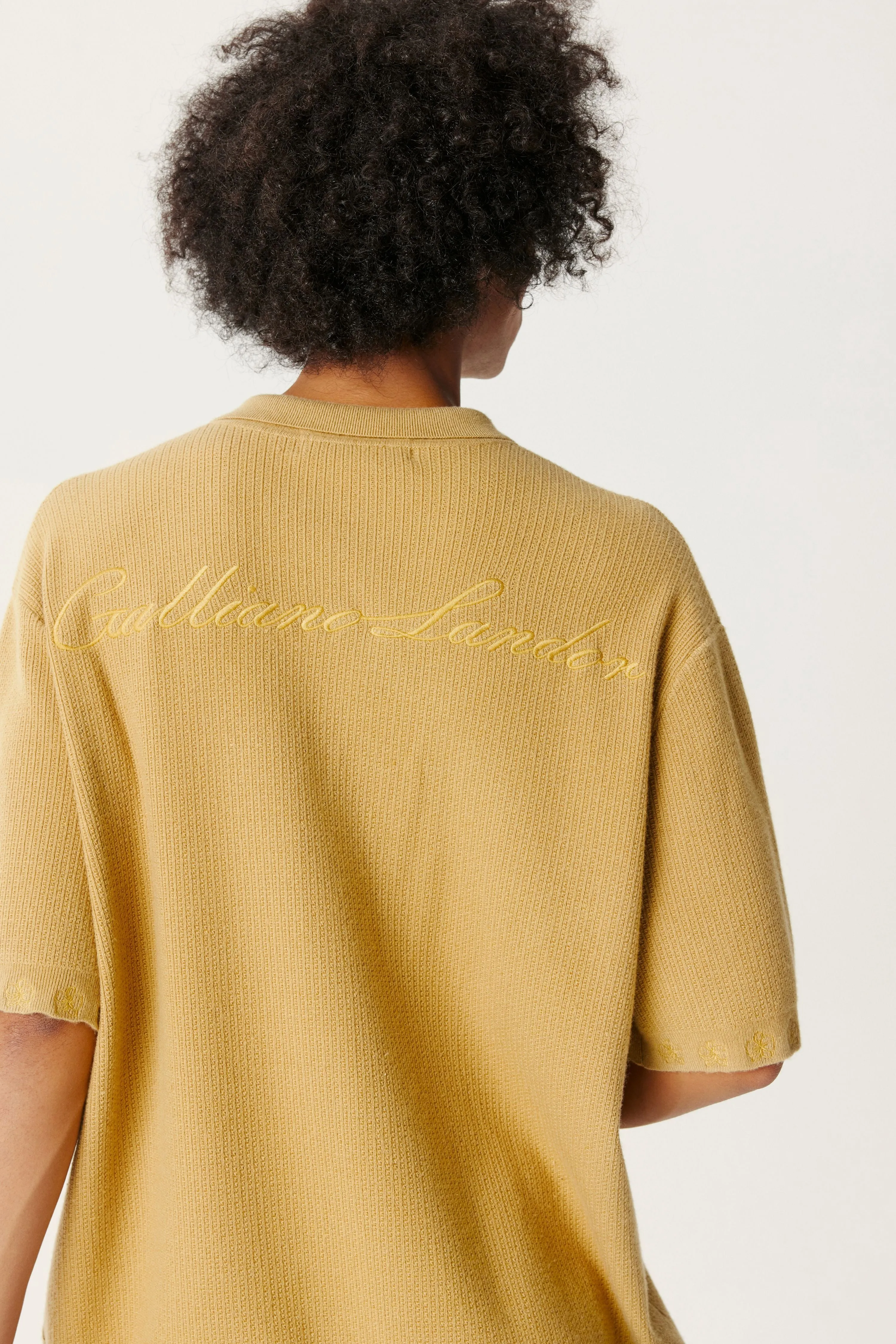 Mustard Yellow Knitting Polo Shirt