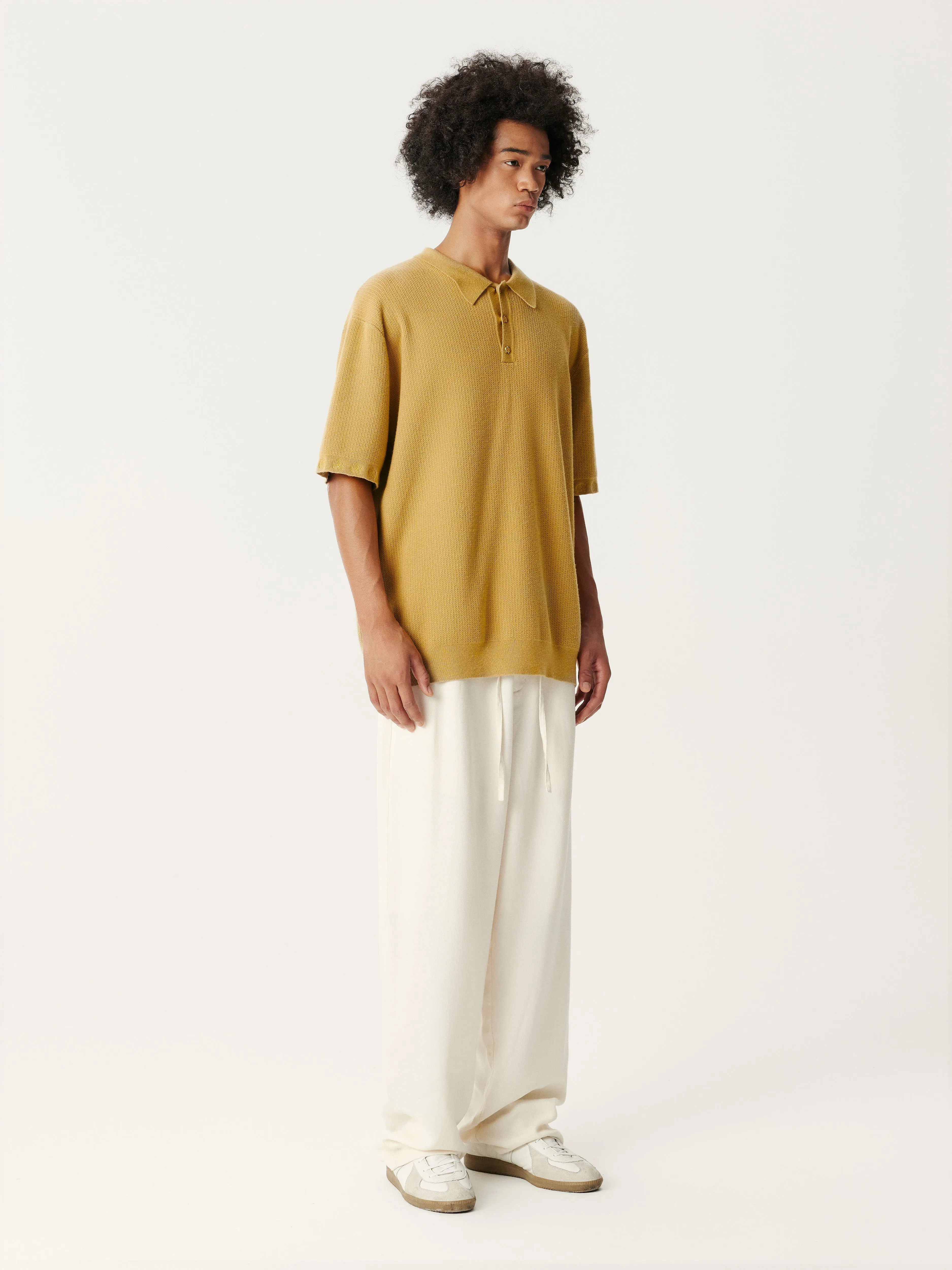 Mustard Yellow Knitting Polo Shirt