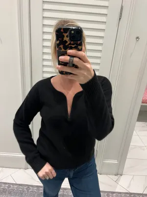 NADAAM - Luxe Cashmere V Wire Cashmere Sweater - Black