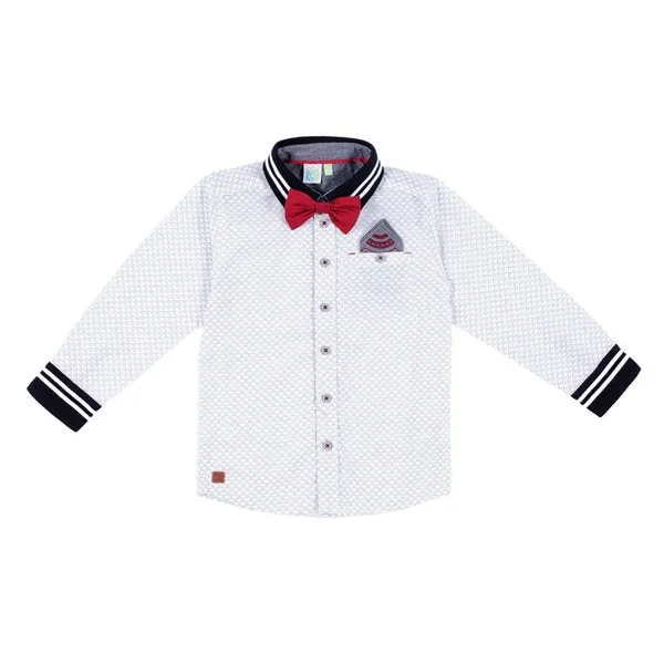 Nano Boys Button Down Dress Shirt with Bowtie and Pocket Square : Size 4 to 10
