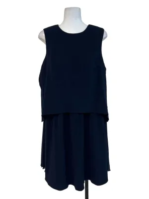 Navy Blue Textured A Line Dress