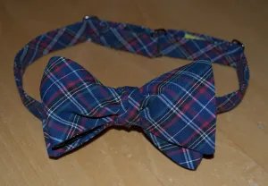 Navy Classic Plaid Bow Tie