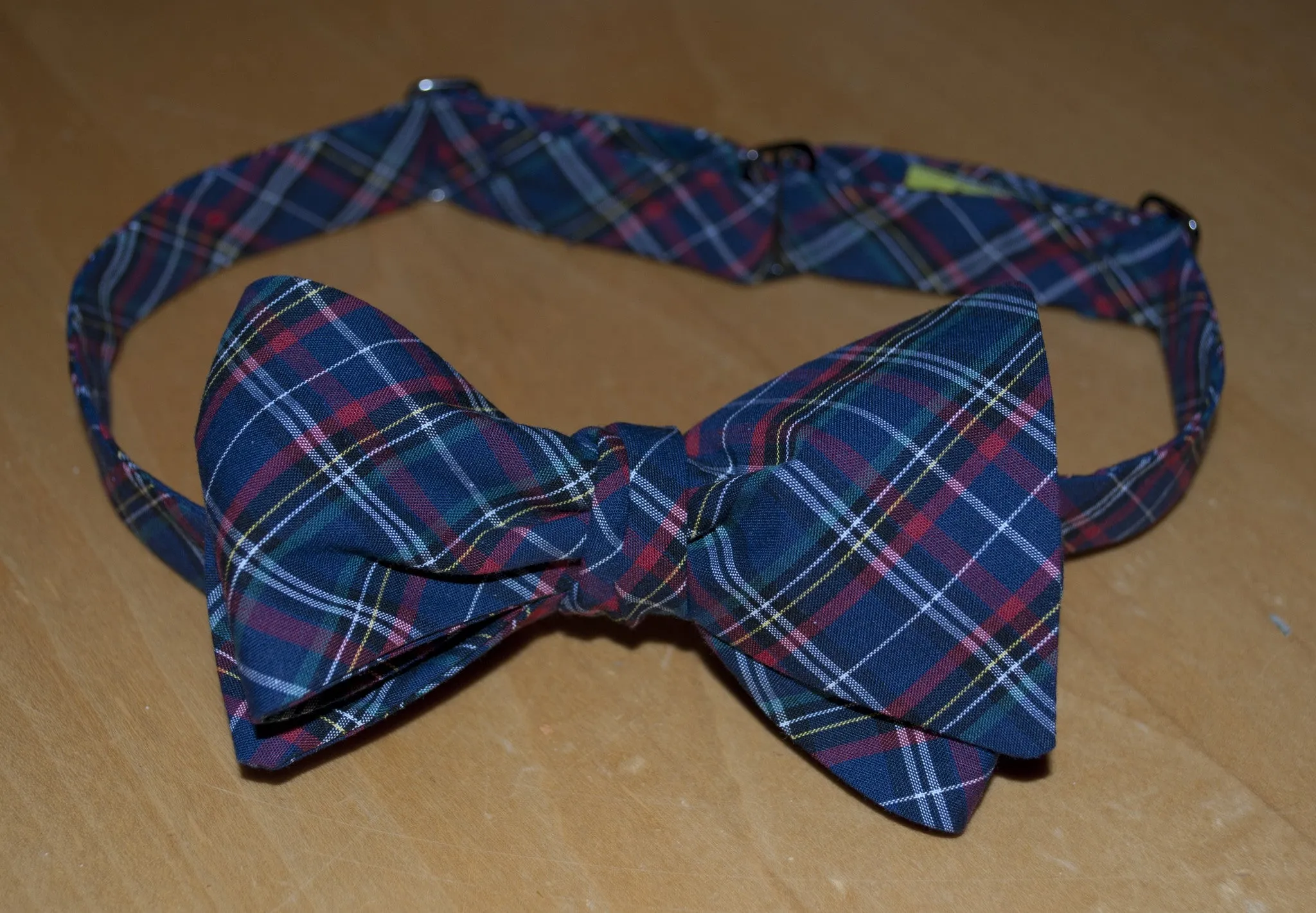 Navy Classic Plaid Bow Tie