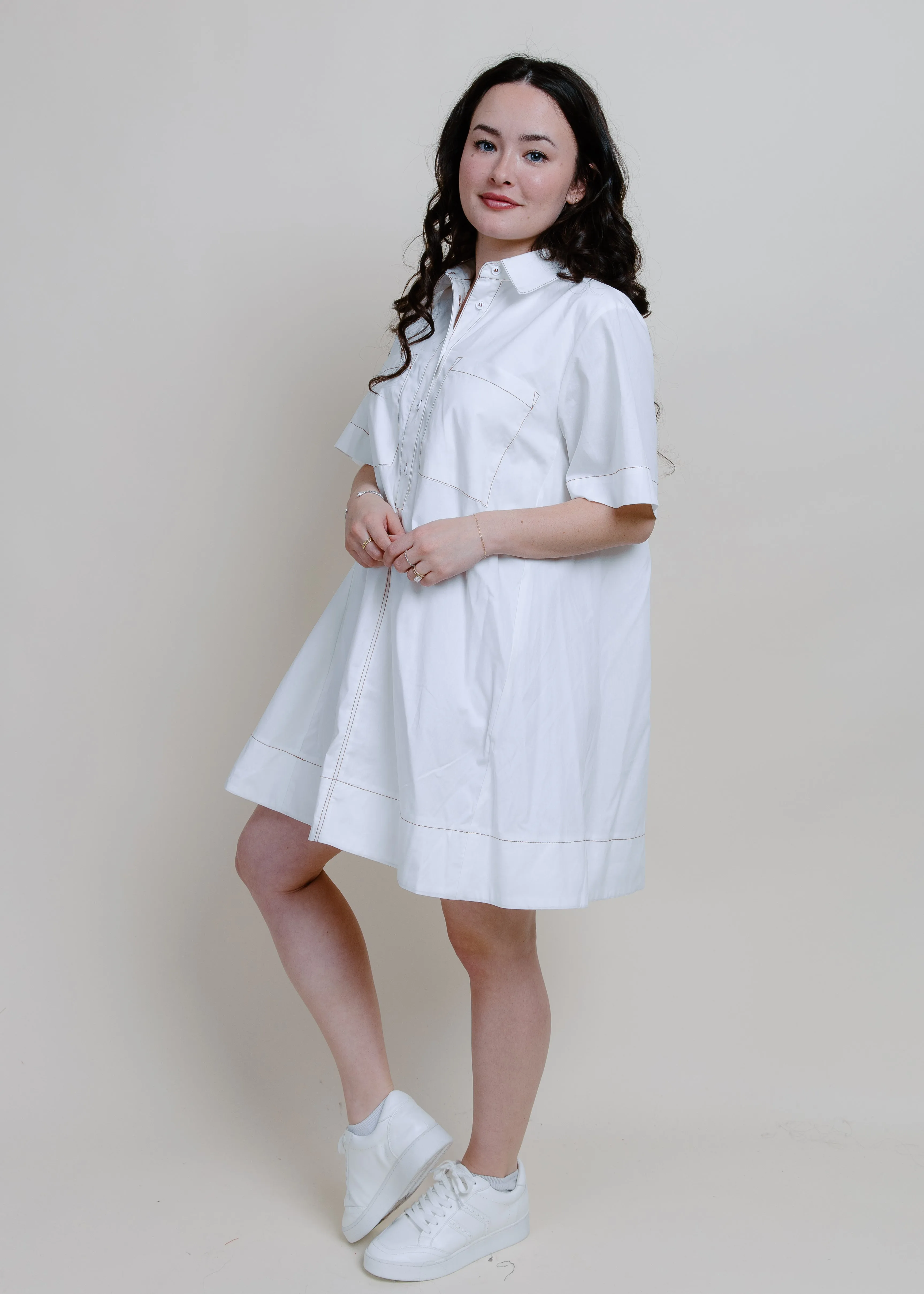 Nayla A-Line Shirt Dress - Snow White