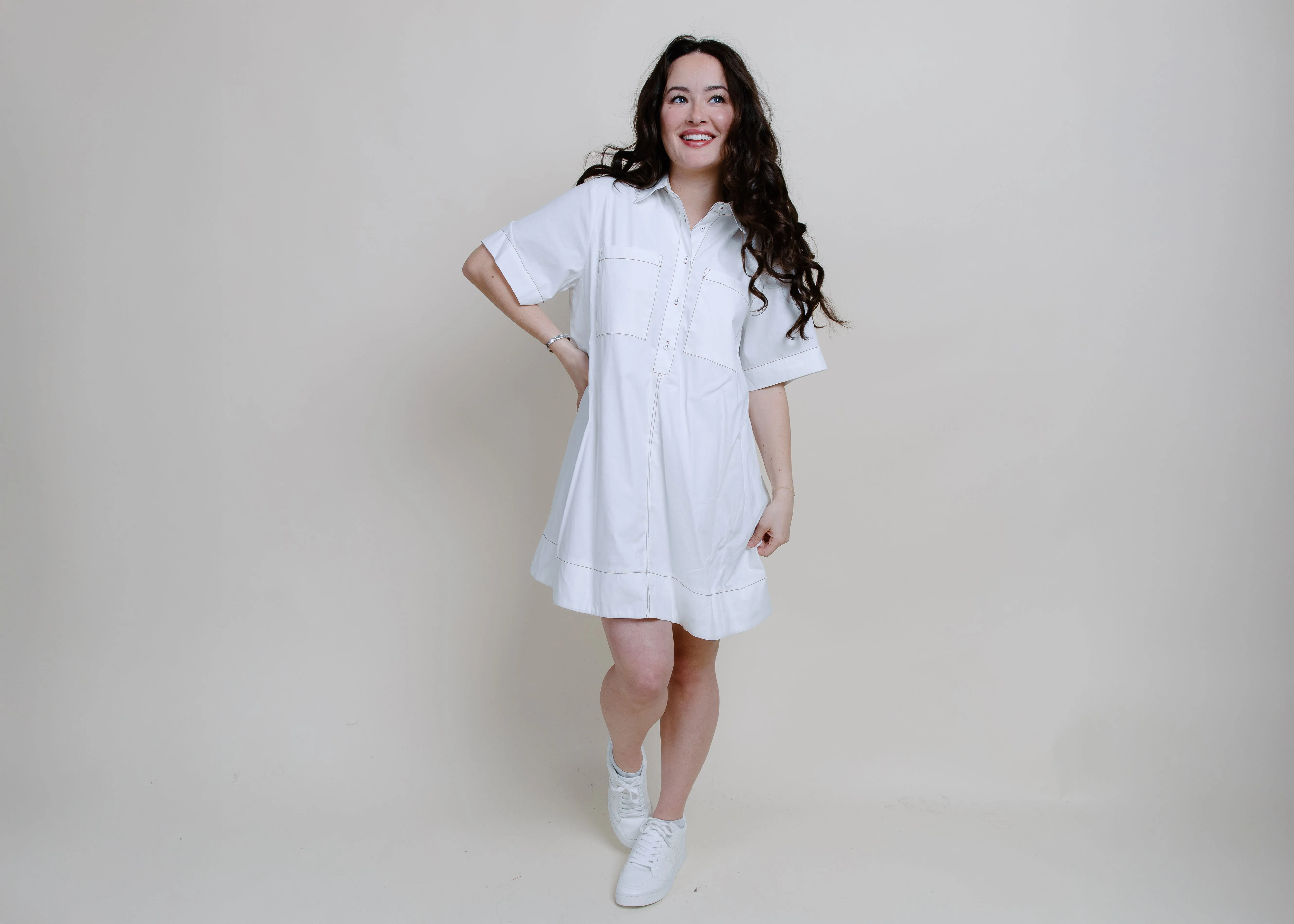Nayla A-Line Shirt Dress - Snow White