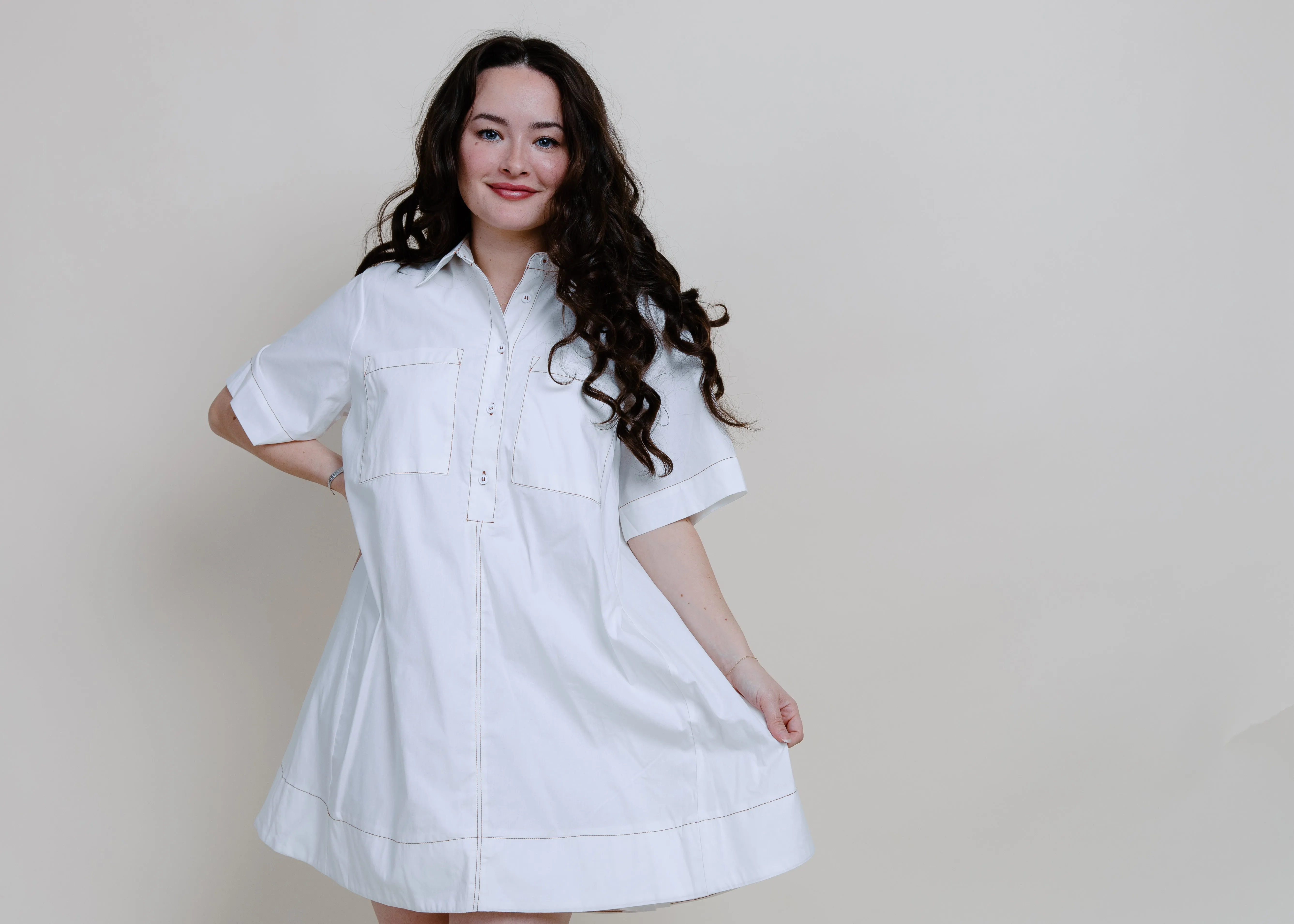Nayla A-Line Shirt Dress - Snow White