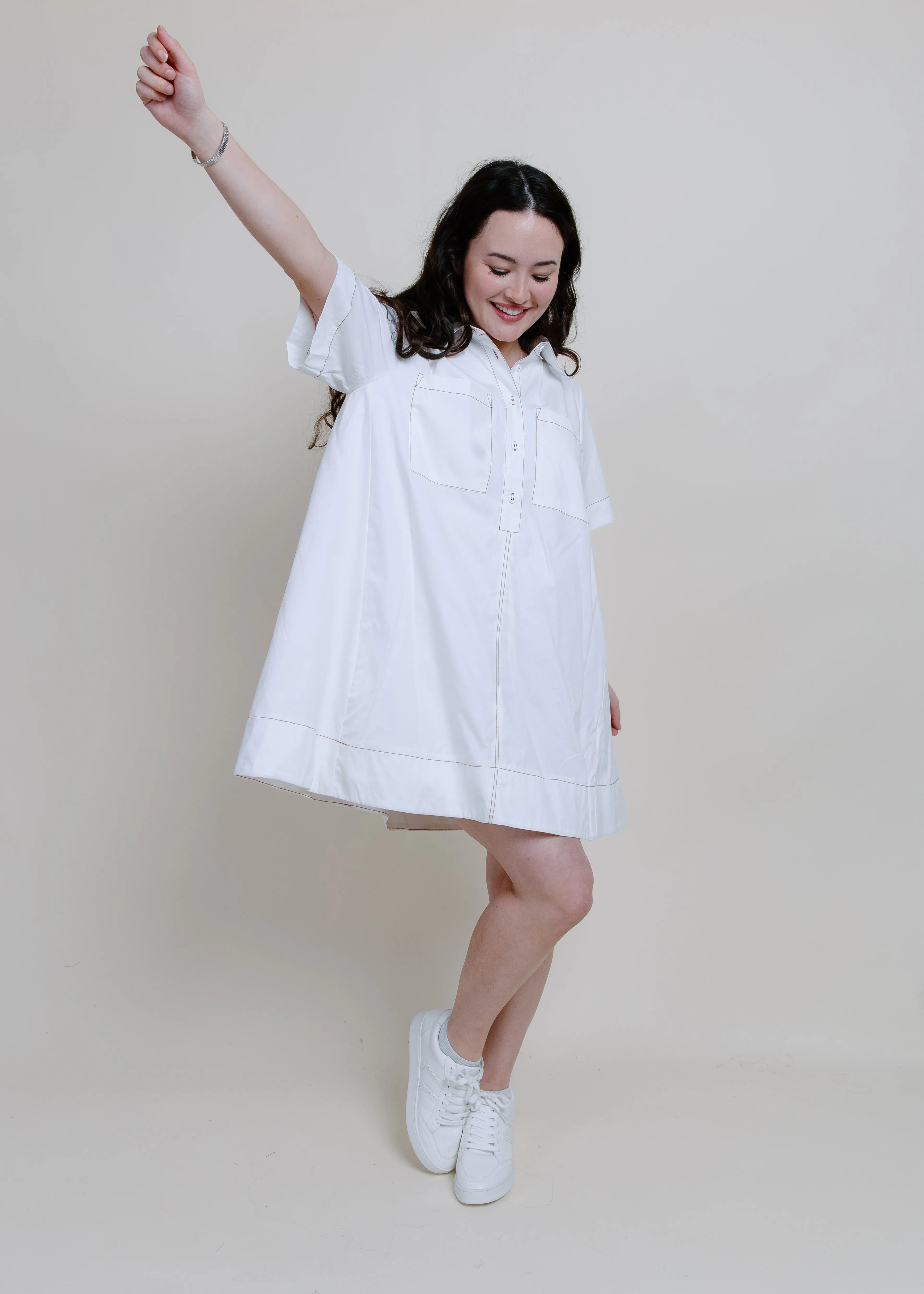 Nayla A-Line Shirt Dress - Snow White