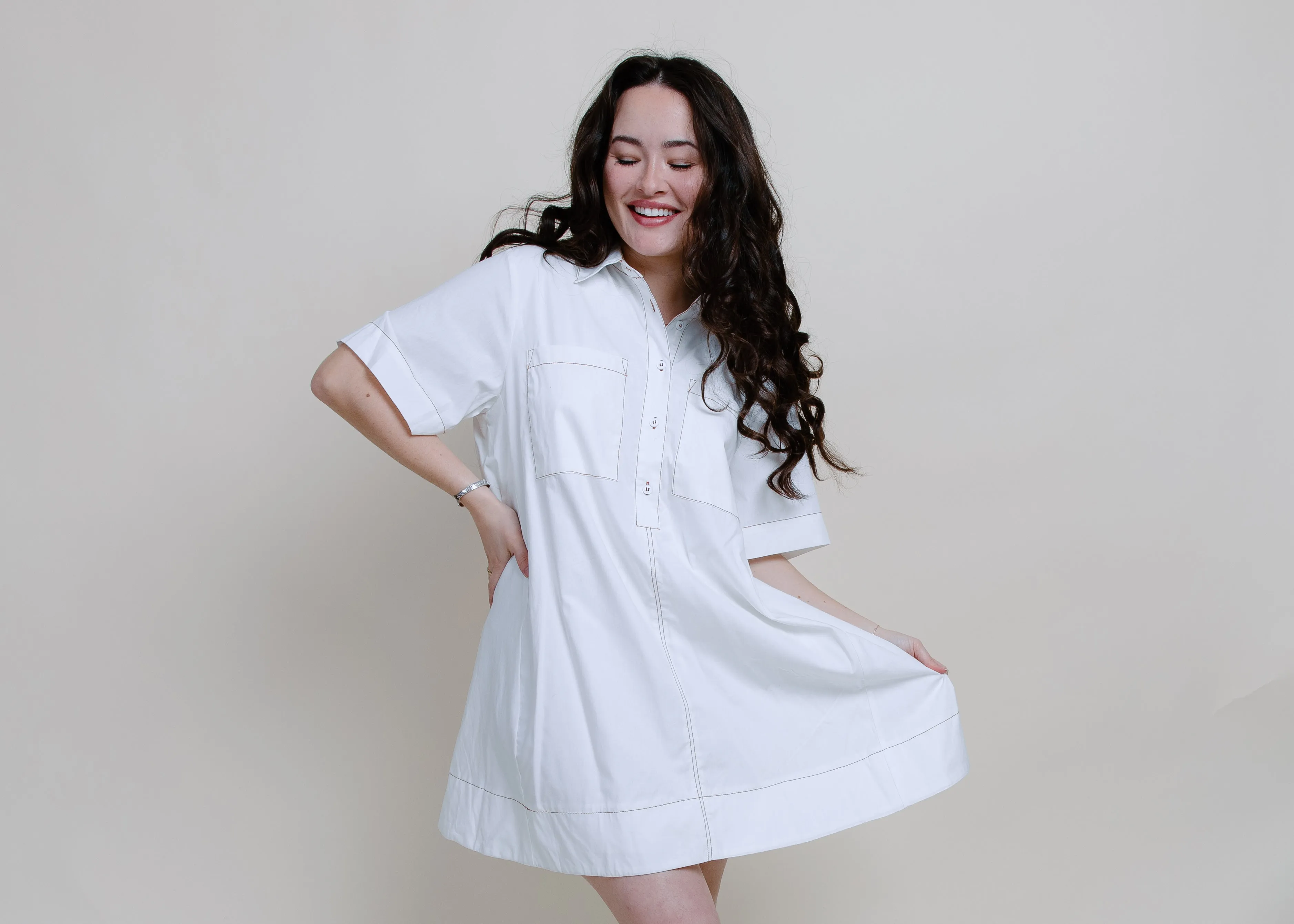 Nayla A-Line Shirt Dress - Snow White