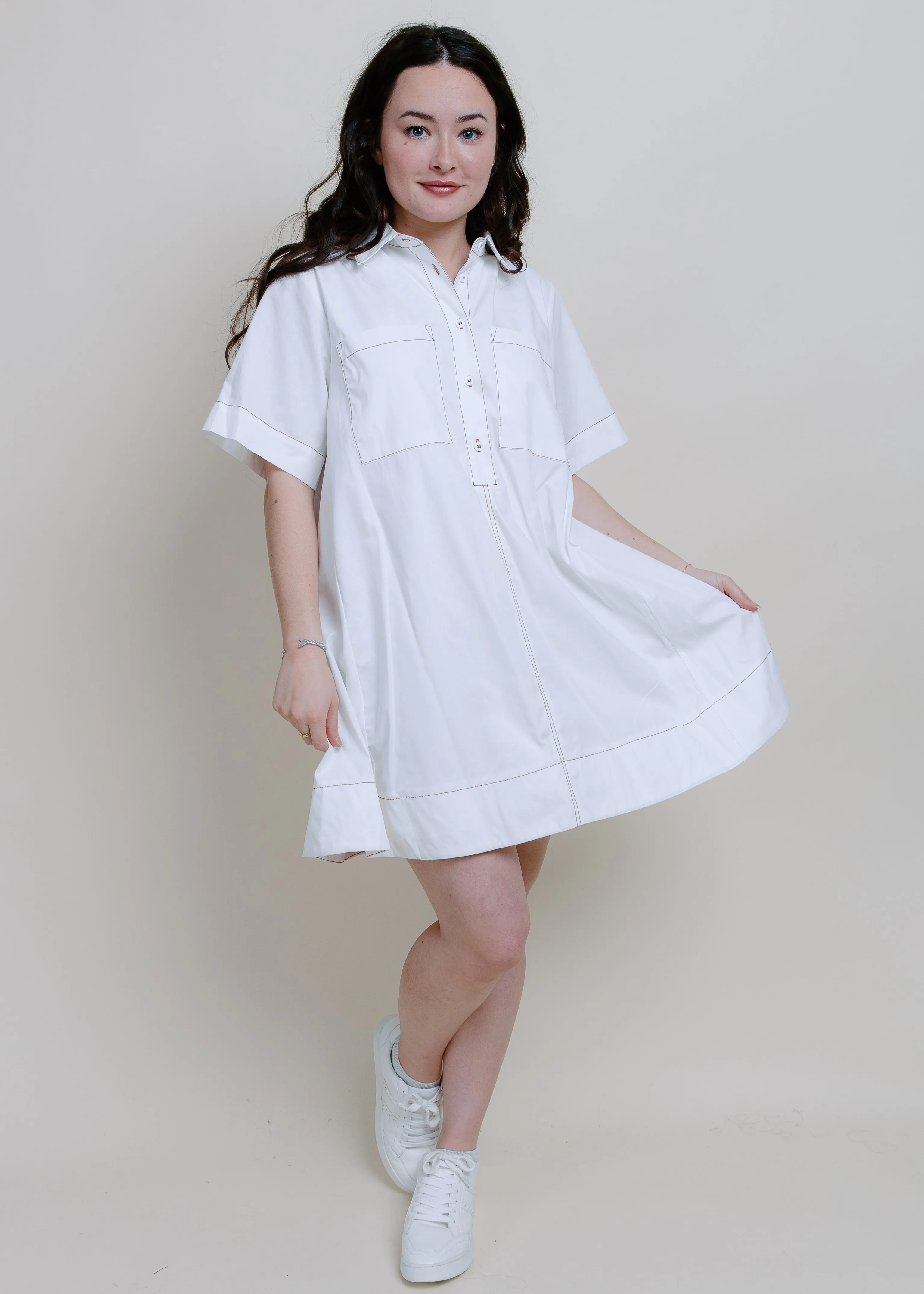 Nayla A-Line Shirt Dress - Snow White